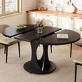 thumbnail image 1 of Virans 43.3"-59" Extendable Round Dining Table for 6-8,Kitchen Dining Table with Double Curved Base & Back Panel Buckle Top,Modern Circle Dinner Table for Kitchens,Dining Rooms,Living Rooms,Black, 1 of 9