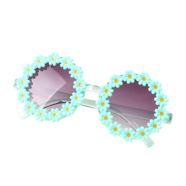 Lunettes de Soleil Rondes à Fleurs pour Enfants - Matériau PC, Protection UV 400, Design Mignon, Durables et Résistantes à la Chaleur, pour Bébés Filles/garçons (Plage/été en Plein Air)
