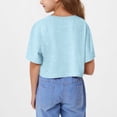 thumbnail image 3 of DecSea Girls Summer Crop Tops Kids Fashion Oversized Crew Neck Cropped Short Sleeve T Shirts Basic Tees, 3 of 8