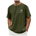 thumbnail image 2 of LUOGENLI T-shirts pour Homme pour Hommes T-shirts Graphiques Vintage T-shirts à Imprimé Floral et Lettrage Col Rond Manches Courtes T-shirts Décontractés d'Été Mode Urbaine Vert Armée TTG, 2 of 7