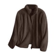 thumbnail image 3 of Kcodviy Women's Solid Color Fleece Fall Jacket Women Jacket Collar Zip Up Womens Jacket Cozy Outerwear, 3 of 3