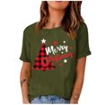 thumbnail image 1 of Mode Femme T-Shirt Uni de Noël à Col Rond à Manches Courtes Imprimé Blouse Ample Hauts, 1 of 1