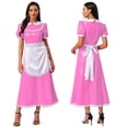 thumbnail image 3 of Kaerm Costume de Femme de Chambre avec Tablier, Col à Revers, Dentelle, Manches Courtes, Style Mouillé, Robe Maxi Rose m, 3 of 5