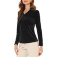 thumbnail image 4 of INSPIRE CHIC Blouse Haut en Velours à Col en V à Manches Longues pour Femme G Noir, 4 of 6