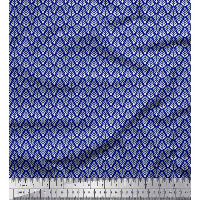 Soimoi Cotton Poplin Fabric Leaves Small Decor Fabric Printed Yard 56 Inch Wide