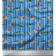 thumbnail image 1 of Soimoi Rayon Fabric Stripe & Sparrow Bird Fabric Prints by Yard 56 Inch Wide, 1 of 3