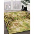 thumbnail image 3 of Ahgly Tapis d'Intérieur Lavable en Machine Carré Transitionnel Brun Doré Jaune, 8 Pieds Carré, 3 of 7
