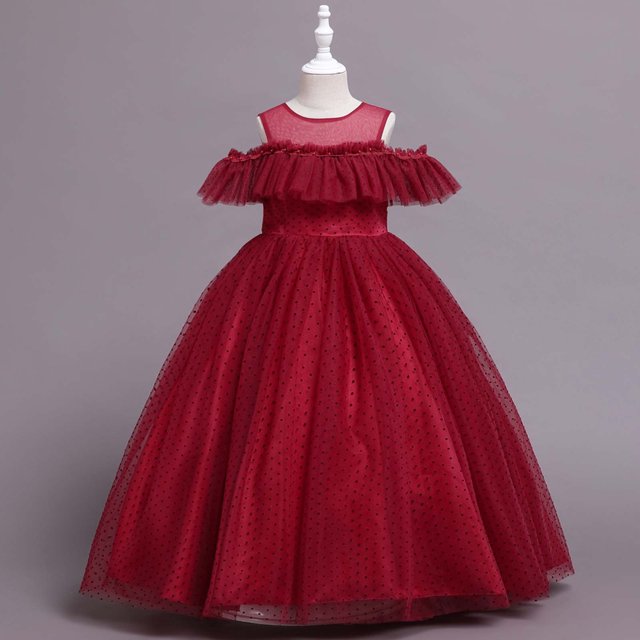 EGNMCR Robes de Soirée pour Femmes, Robes Formelles pour Femmes, Robes de Cocktail pour Femmes Robe Sans Manches à Col Rond Robe pour Enfants Robe Sans Manches pour Filles Robe Princesse à Épaules Robe Fleurie en Tulle à Pois Robe pour Fille