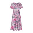 thumbnail image 5 of Weiqiqre Robe Midi Trapèze à Manches Courtes d'Été pour Femme, Décontractée, à Fleurs, Style T-Shirt, Fluide, de Plage, avec Poches, 5 of 5