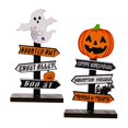 thumbnail image 4 of 2Pcs Halloween Table Décoration Citrouille Signe Ornements Photo Accessoires en Bois, 4 of 9