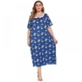 thumbnail image 2 of Chemise de Nuit Douillette à Manches Courtes pour Femmes, Encolure Carrée, Imprimée, Grande Taille, Robes de Maison pour Femmes TG-4TG, 2 of 5