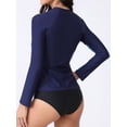 thumbnail image 5 of Charmo Womens Long Sleeve Rashguard Swimsuit Zip Front Color Block Tankini Sun Protection Rash Guard, 5 of 5