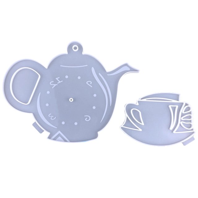 MasteelfCA 1 Set Silicone Clock Mold Kettle and Cup DIY Wall Hanging Decorative Clock Mold