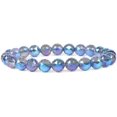 thumbnail image 1 of Faceted Titanium Clear Quartz Gemstone 8mm Round Beads Stretch Bracelet 7 Inch, 1 of 2