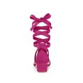 thumbnail image 2 of BLISSFUL STEP Women's Opened Toe Block Heel Lace up Dress Sandals Hot Pink 9.5, 2 of 7