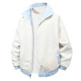thumbnail image 4 of Dagegui Mens Bomber Jacket Lightweight Stand Collar Windbreaker Spring Fall Casual Jackets with Pockets Sky Blue M, 4 of 4