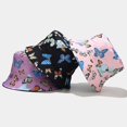 thumbnail image 4 of Butterfly Print Fisherman Hat Summer Cotton Double-sided Outdoor Bucket Sun Cap, 4 of 7
