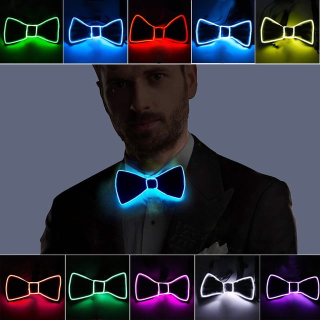Lubelski LED Light Up Bow Tie with Flashing Modes Adjustable Long-lasting Wide Application Bow Tie Prom Dress Performance Props