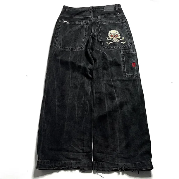 JNCO Jeans New Harajuku Hip Hop Retro Skull Graphic Embroidered