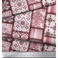 thumbnail image 3 of Soimoi Velvet Fabric Paisley,Mandala & Quatrefoil Patchwork Print Sewing Fabric Yard 58 Inch Wide, 3 of 3
