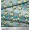 thumbnail image 3 of Soimoi Modal Satin Tissu Feuilles & Magnolia Imprimé Floral 1 Yard 42 Inch Wide, 3 of 5