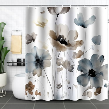 Vaidha Rideau de Douche à Impression Numérique avec Crochets / Décoration de Salle de Bain en Tissu Polyester Imperméable / Installation Sans Perçage / Choisissez parmi 4 Tailles (S, m, L, TG) / Comprend 12 Crochets