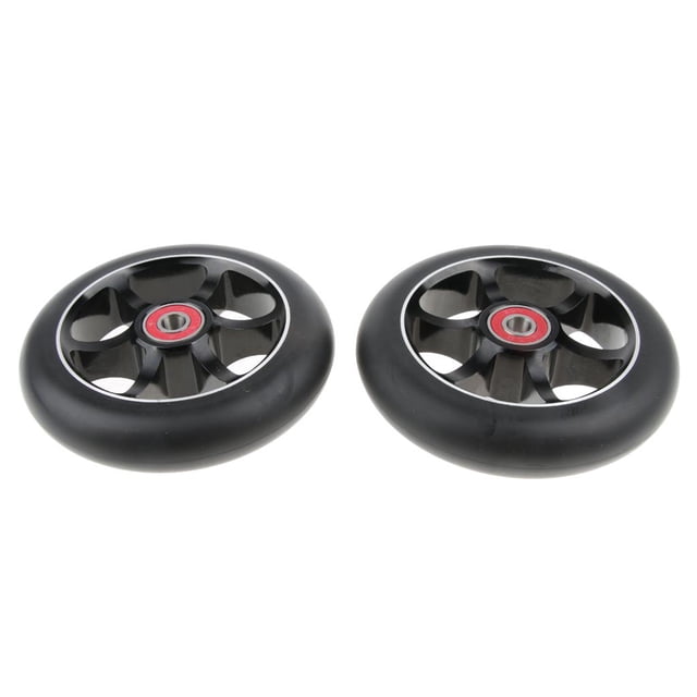 Ensemble de 2 Roues de Rechange pour Trottinette avec Roulements, 110 mm, Pièces de Rechange pour Trottinette pour Filles et Garçons, Outil de Trottinette de Sport de Plein Air, Noir de Haute Qualité
