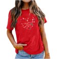 thumbnail image 1 of EQWLJWE Hauts pour Femmes T-Shirt Graphique Surdimensionné Manches Courtes Col Rond Épaule Tombante Décontracté Liquidation, 1 of 7