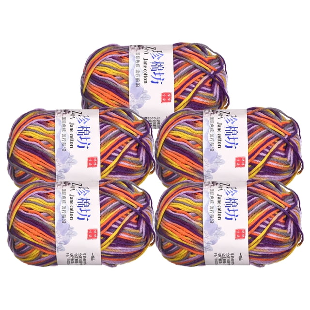 Unique Bargains Cotton Blend Colorful Orange Yarn, 5 Pack, 50g Each