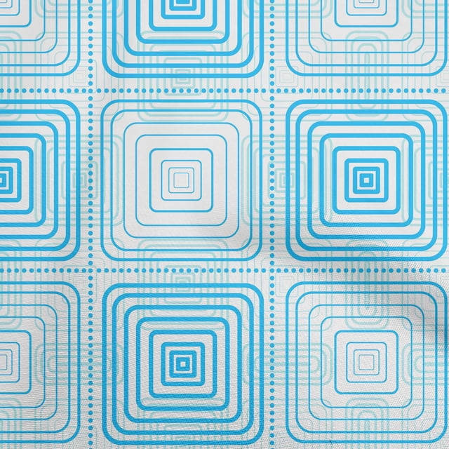oneOone Silk Tabby Turquoise Blue Fabric Geometric Craft Projects Decor Fabric Printed By The Yard 42 Inch Wide