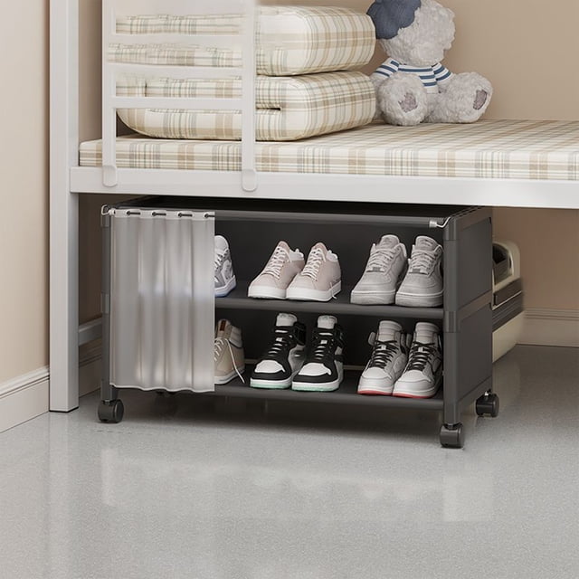 Yhmxh Shoe Rack Underbed Multi Layer Household Storage Shoe Cabinet Movable Shoe Organizer With Wheels Large Volume Entrance Shoe Cabinet Corridor Shoe Cabinet Shoe Storage Storage Bins