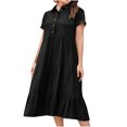 thumbnail image 2 of Jusqu'à 65 % de Rabais! Robes d'Été à la Mode pour Femmes 2024 Grande Taille Décontractées Aguichant à Col Rond Unies à Manches Courtes avec Boutons, 2 of 6