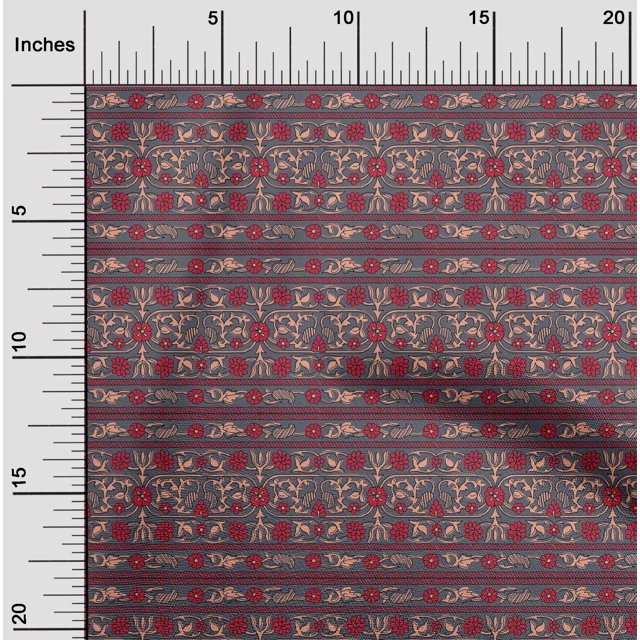 oneOone Viscose Chiffon Fabric Leaves & Floral Block Decor Fabric Printed BTY 42 Inch Wide