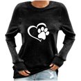 thumbnail image 2 of Nouveaux Hauts pour Femmes 2023 Grande Taille Mode Femme Col Rond T-Shirt Manches Longues Blouse Imprimée Automne Chandail en Molleton Manches Longues pour Femmes, 2 of 4