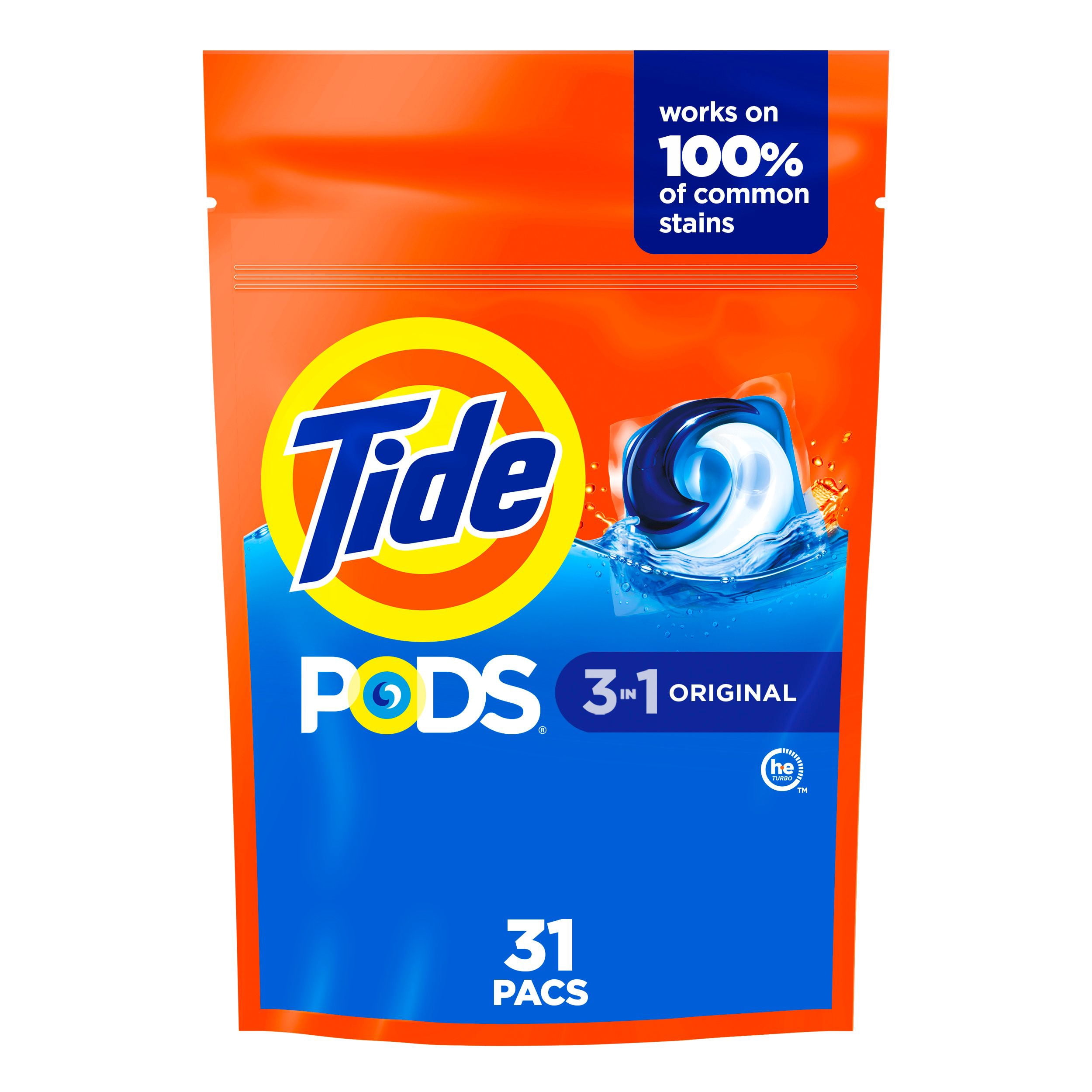 Tide PODS 3-in-1 Stain Remover Laundry Detergent Pacs, Original Scent, 31 Count