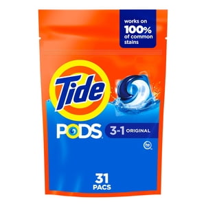 Tide PODS 3-in-1 Stain Remover Laundry Detergent Pacs, Original Scent, 31 Count