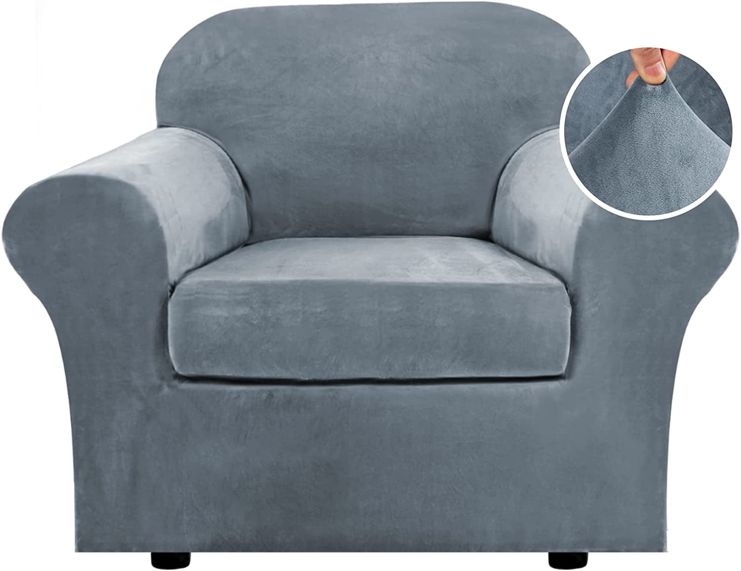 Modern Velvet Plush 4 Piece High Stretch Sofa Slipcover Furniture Protector Form Fit Luxury Thick Sofa Cover, Machine Washable