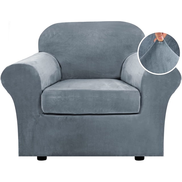 Modern Velvet Plush 4 Piece High Stretch Sofa Slipcover Furniture Protector Form Fit Luxury Thick Sofa Cover, Machine Washable