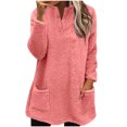 thumbnail image 1 of Birdeem Womens Round- Neck and Winter Loose Solid Pocket Warm Long Sleeve Tops, 1 of 1