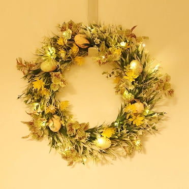 Dvkptbk Easter Egg Ring Easter Decorative Wreath Simulation Water Grass Green Plant Plastic Ring Door Hanging Luminous Festival Decorative Supplies Home Decor
