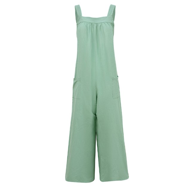 Women Casual Loose Long Bib Pants Wide Leg Jumpsuits Baggy Cotton Rompers Overalls with Pockets
