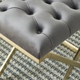 thumbnail image 2 of Contemporary Velvet & Stainless Steel Bench in Grey & Gold, 2 of 6