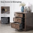 thumbnail image 3 of Ktaxon Solid Wood Nightstand with Outlets & USB Ports, 3 Drawer Traditional Cottage Bedside Table, Brown, 3 of 6