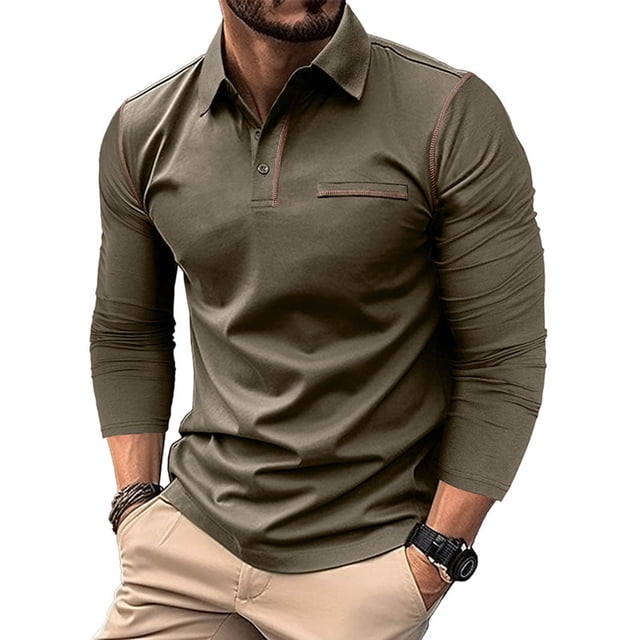 FAIWAD Men's Long Sleeve Shirts Casual Button Down Basic Golf Pullover Tops Lightweight Work Athletic T-Shirt