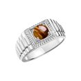 thumbnail image 4 of RYLOS Men's Ring 14K White Gold Ring, 7MM Round Shape Gemstone Designer Style Rings Tiger Eye November Birthstone Rings Gold Size 12, 4 of 7