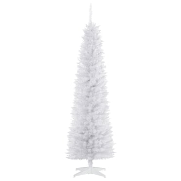 HOMCOM 6' Artificial Christmas Tree Xmas Slim Tree Holiday Décor, White