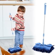 ZZkhGO Kids Microfiber Flat Mop, Detachable 360 Rotation Mop, Adjustable Handle Mini Mop for Floor Window Car