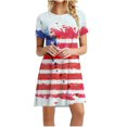 thumbnail image 1 of LNGOOR Robes d'Été de Jour de l'Indépendance pour les Femmes à Manches Courtes Étoiles Rayures Imprimées Casual Col Rond une-Ligne Mini Robe, 1 of 5