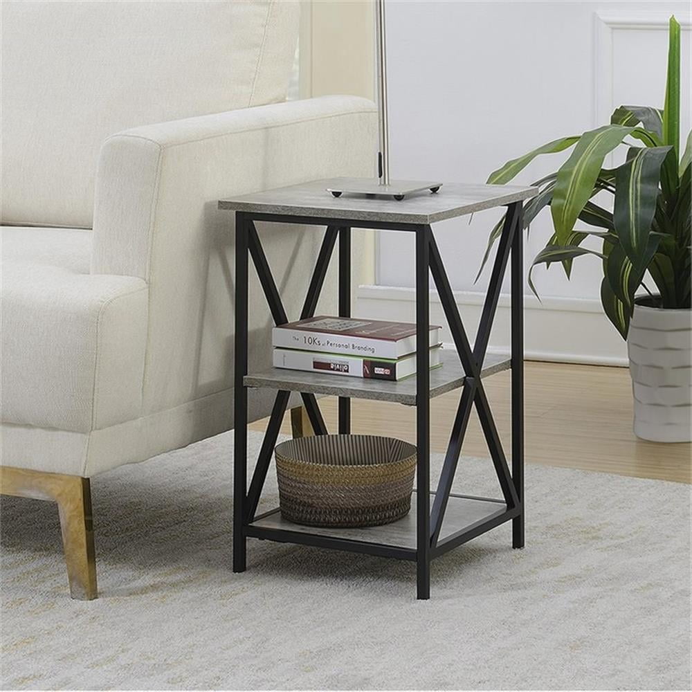 Pemberly Row Table d'Appoint Carrée 16 Pouces en Bois de Bouleau Gris Faux