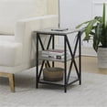 thumbnail image 1 of Pemberly Row Table d'Appoint Carrée 16 Pouces en Bois de Bouleau Gris Faux, 1 of 6